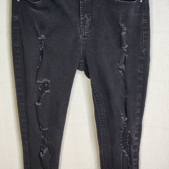 Dollhouse You Are Beautiful Black Destructed Cotton Poly Span Skinny Jeans 11/12 - Picture 6 of 16